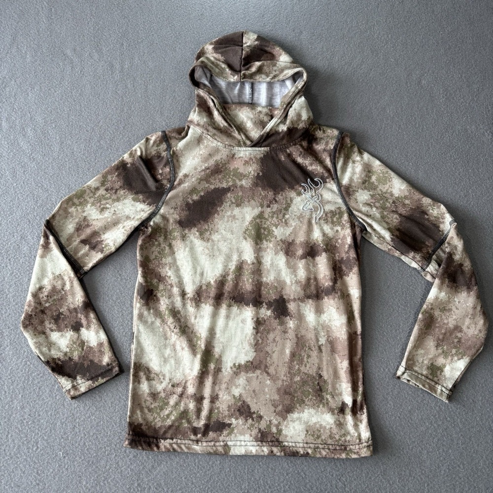 Browning Youth S Camo Hunting Hoodie Built-in Cuffer‎ Outdoor Pullover Tactical